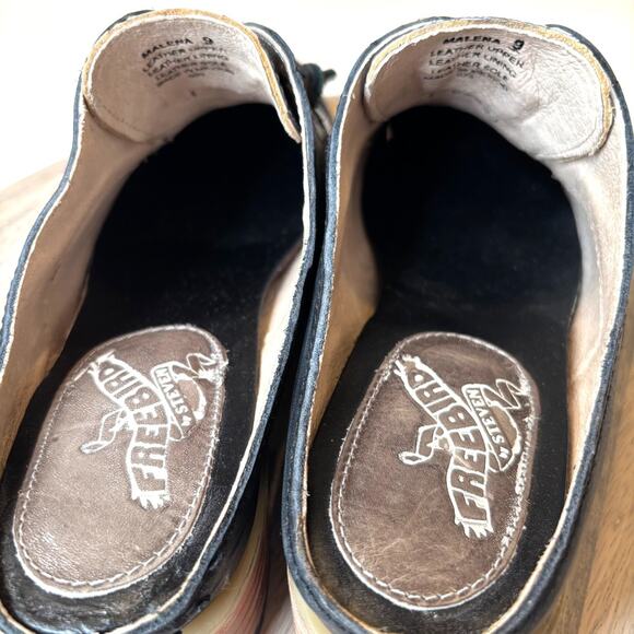 NEW Freebird by Steven Malena Blue Black Snakeskin Leather Mules Women’s Size 9 - Picture 12 of 12